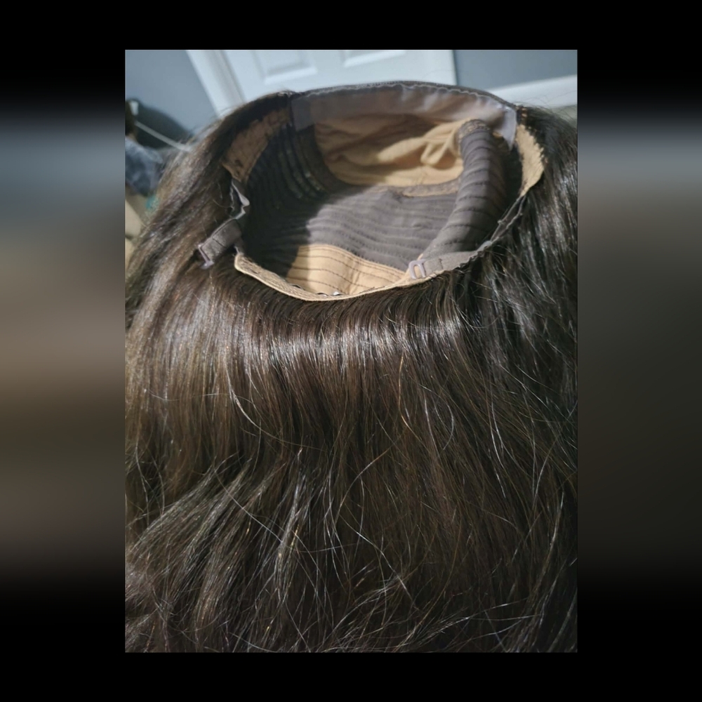 Tiffani Everyday Hat Wig By LU'S Wigs. Medium Brown Color. Human Hair Wig! - Picture 12 of 15